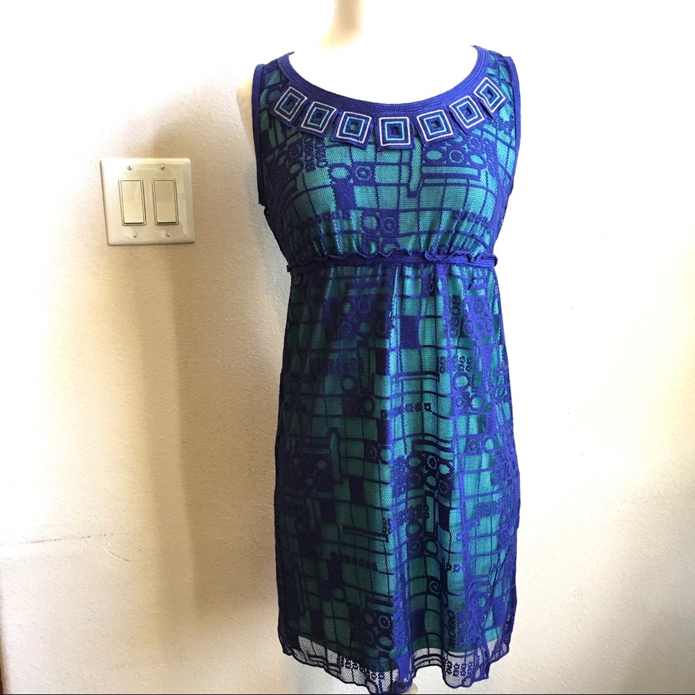 CHELSEA & VIOLET Tank Style Knit & Lace  Dress Sm